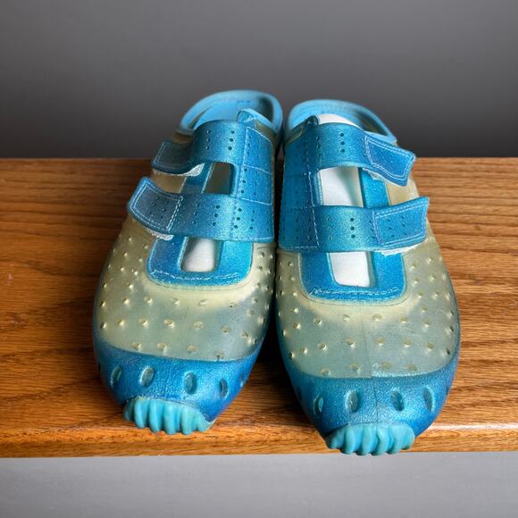 Y2K Vintage Blue Jelly Clogs Transparent Strap Slip Ons Retro 90s Size 7 - Picture 2 of 8